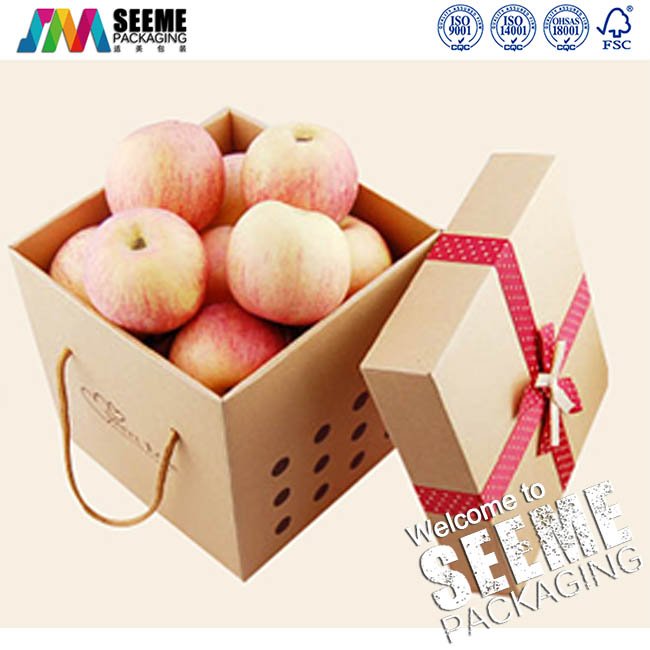 牛皮纸精装手提苹果、梨礼盒